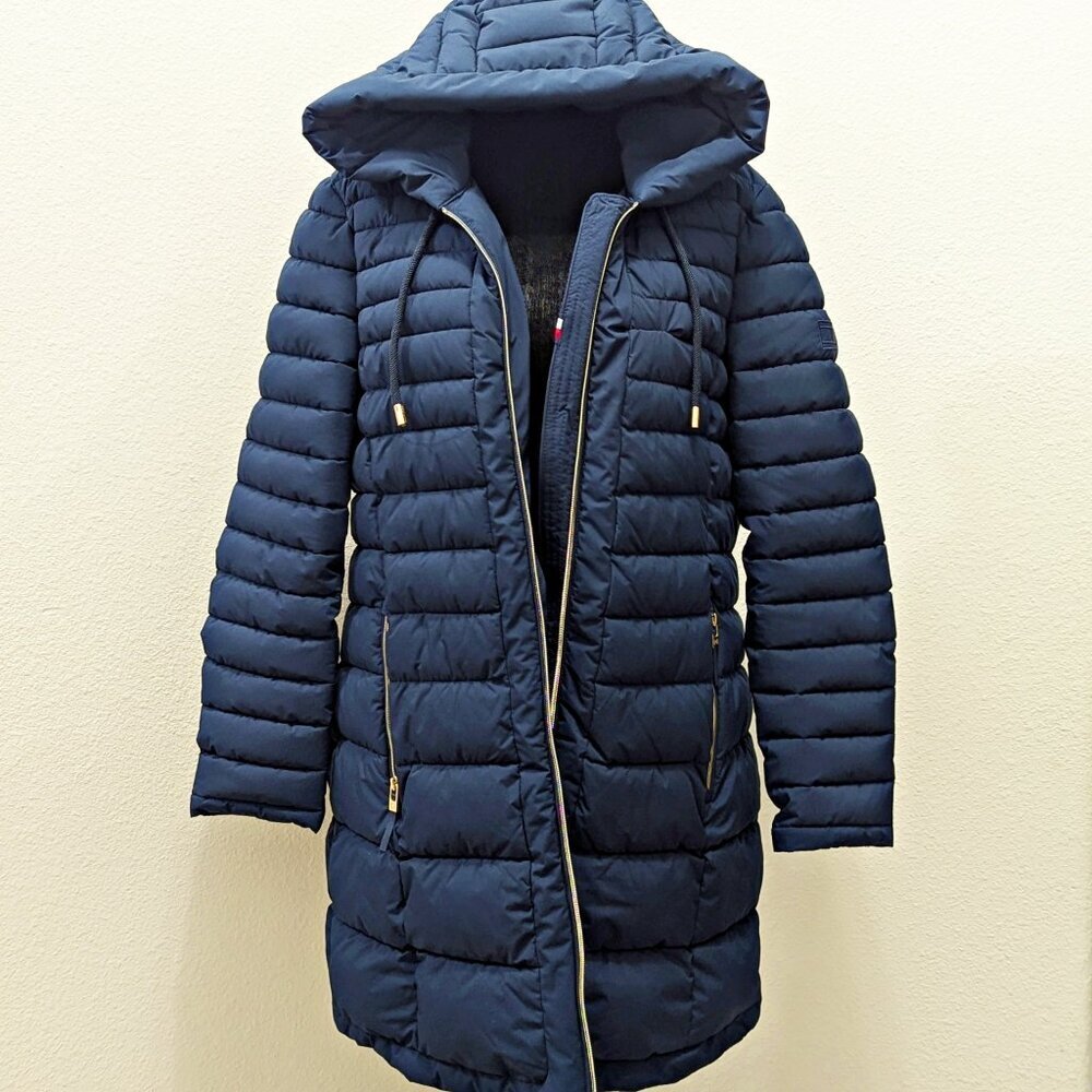 Tommy Hilfiger Women's Hooded Packable Puffer Navy Coat Size XL (MSRP $180) - Picture 2 of 6